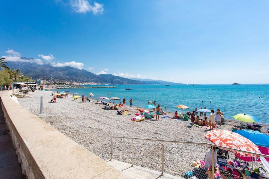 La Perle 2 P Terrasse Vue Mer 1Min Plage Clim Roquebrune-Cap-Martin Bagian luar foto
