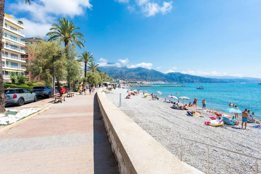 La Perle 2 P Terrasse Vue Mer 1Min Plage Clim Roquebrune-Cap-Martin Bagian luar foto